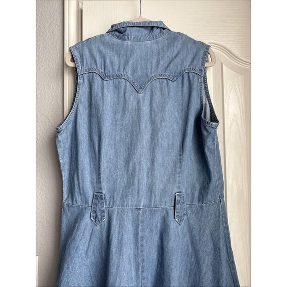 Roper Womens Medium Blue Chambray Western Dress Work Country Fit Flare Sz Large - Picture 5 of 7